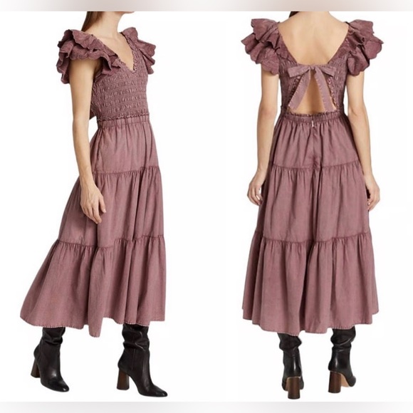 Sea New York Dresses & Skirts - Sea New York Heidi Smocked Maxi Dress Rose Heart Open Back Women's Size 4 *6